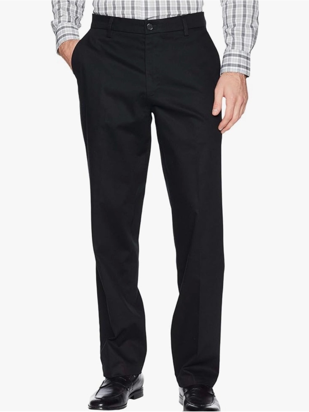 Dockers Relaxed Fit Signature Khaki Lux Cotton Stretch Pants Black Size 42x32